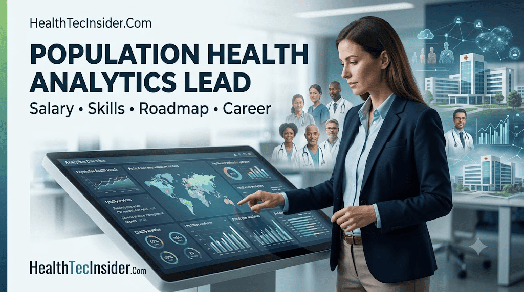 Population Health Analytics Lead career guide showing healthcare data analytics, population health dashboards, and strategic healthcare insights