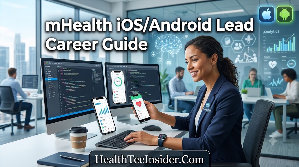 Mobile Health iOS Android Lead career guide showing healthcare mobile app development, iOS and Android engineering, digital health technology, and technical leadership